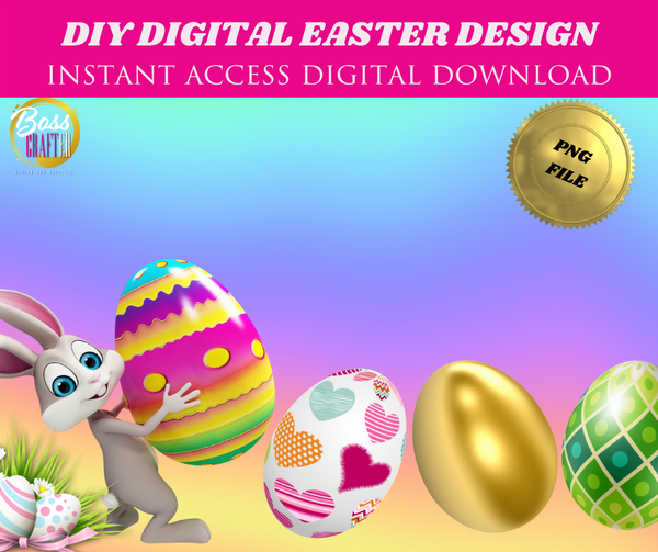 Easter Bunny and Eggs Digital Design